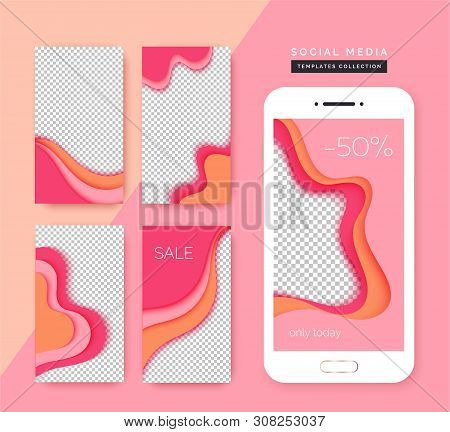 Social Media Stories Templates Set. Trendy Backgrounds For Social Media, Smartphone App.