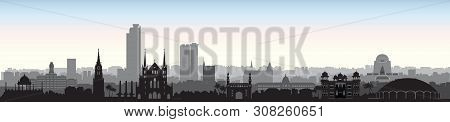 Pakistan City Karachi. Skyline View With Famous Architectural Destinations