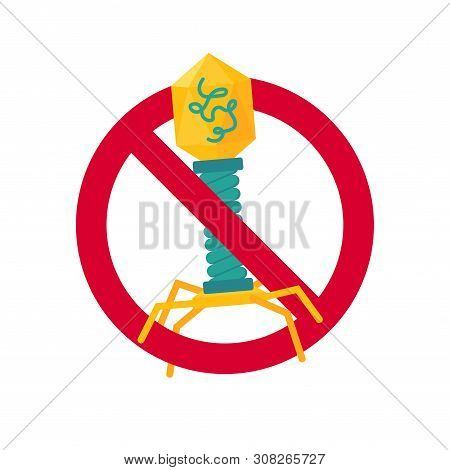 Stop Virus Sign. Protection From Diseases And Infections Concept. Vector Illustration On White Backg