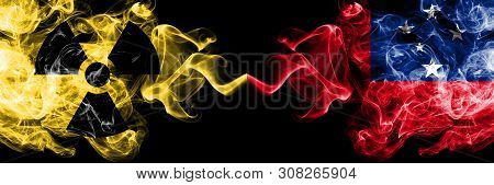Samoa, Samoan Vs Nuclear Smoky Mystic Flags Placed Side By Side. Thick Colored Silky Smokes Combinat