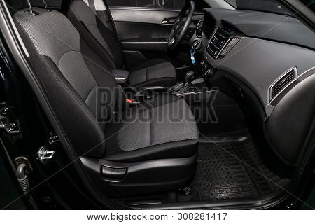 Novosibirsk, Russia - June 22, 2019:  Hyundai Creta, Close-up Of The Dashboard, Adjustment Of The Bl