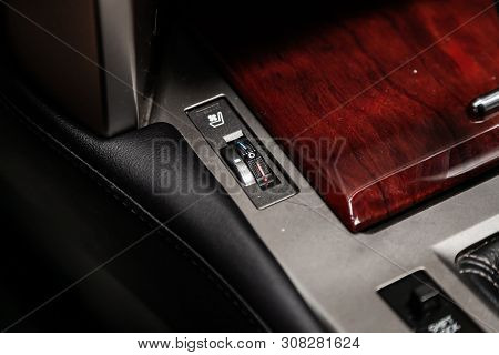 Novosibirsk, Russia - June 22, 2019:  Lexus Gx 460, Close-up Of Seat Heating Buttons. Modern Car Int