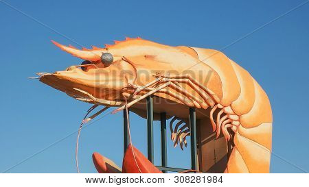 Ballina, Australia - March, 6, 2017: The Iconic Big Prawn Sculpture At Ballina