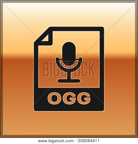 Black Ogg File Document Icon. Download Ogg Button Icon Isolated On Gold Background. Ogg File Symbol.