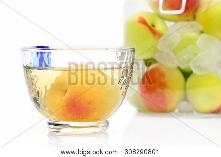 Japanese Plum Wine Called Umeshu On White Background