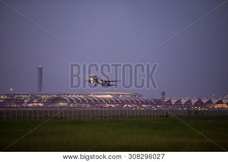 Bangkok Thailand - September29,2018 :  Bangkok Airway Plane Departure From Suvarnbhumi Airport ,bang