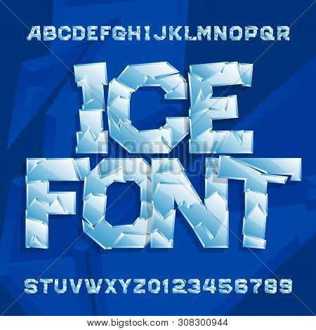 Ice Alphabet Font. Frozen Letters And Numbers. Stock Vector Typescript For Your Typography Design.
