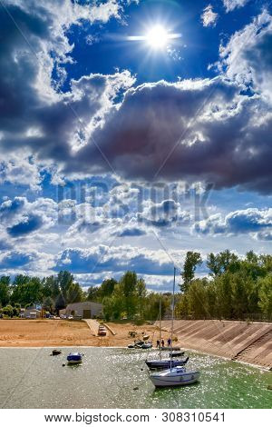 big otmuchow lake in the hot summer