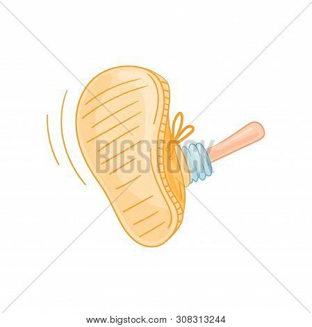 Leg In A Yellow Boot Raised. Vector Illustration On White Background.