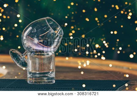 Sambuca Cocktail At The Bar Stand. Luxury Vacation Concept. Horizontal. Festive Holiday Celebration 