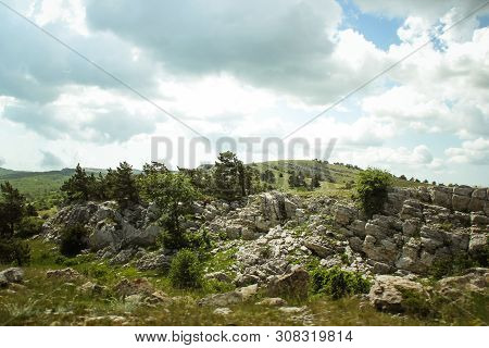 The Beautiful View Of Ai-petri Mountain. The Mountains And The Sea Of Crimea. Mountain And Sea Lands