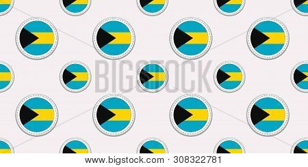 Bahamas Flags Background. Bahamian Round Flag Seamless Pattern. Vector Stickers. Simple Symbols. Goo
