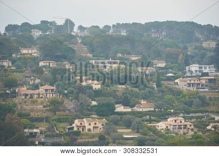 Outscirts Of Mougins In France. View From Old Village Hill.