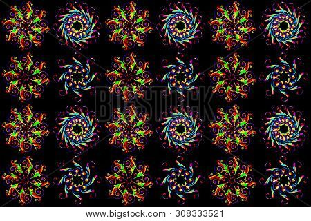Beautiful Seamless Pattern Background With Floral Decorative Elements And Motifs For Textile Design.