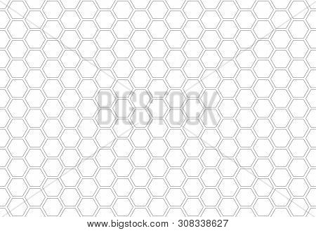 Hexagon Seamless Pattern. Black Honeycomb On White Background. Golf Texture.