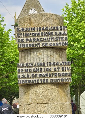 Sainte Mere, Normandy, France - June 06, 2019. D Day 75 Birthday Of French Liberation By Allied Coun