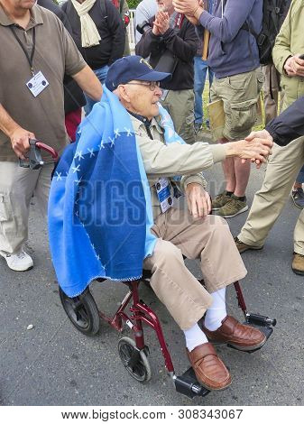 Sainte Mere, Normandy, France - June 06, 2019. D Day 75 Birthday Of French Liberation By Allied Coun