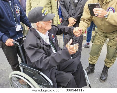 Sainte Mere, Normandy, France - June 06, 2019. D Day 75 Birthday Of French Liberation By Allied Coun