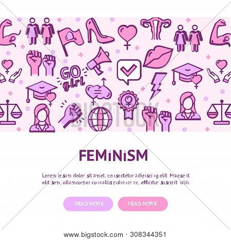 Feminism Movement Flyer Banner Posters Card. Vector