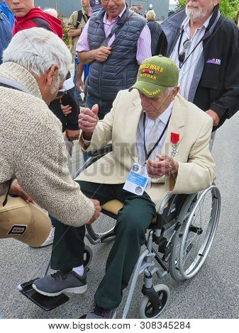 Sainte Mere, Normandy, France - June 06, 2019. D Day 75 Birthday Of French Liberation By Allied Coun