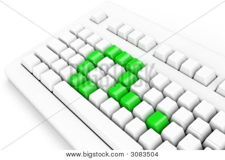 Teclado con signo de interrogación verde