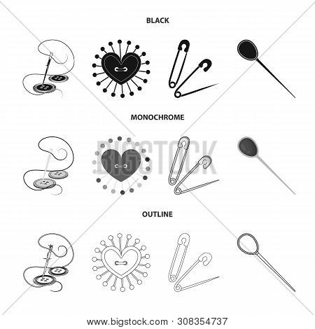 Vector Design Of Pin And Sewing Logo. Set Of Pin And Sketch Stock Vector Illustration.