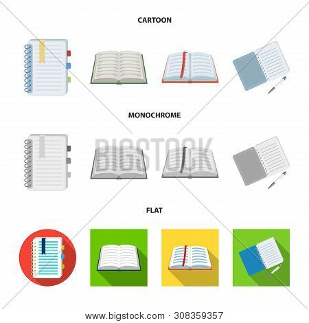 Vector Illustration Of Book And Open Sign. Set Of Book And Pencil Stock Vector Illustration.