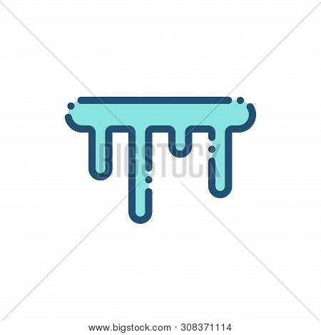 Color Icicles Weather Icon In Flat Outline Style. White Icicles Isolated On White Background. Climat