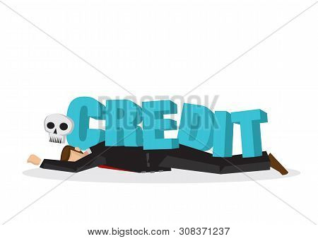 Businessman Attacks, Fall And Collapse By Giant Lettering 