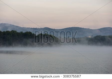 Sunrise At The Regajo Reservoir In Navajas, Castellon