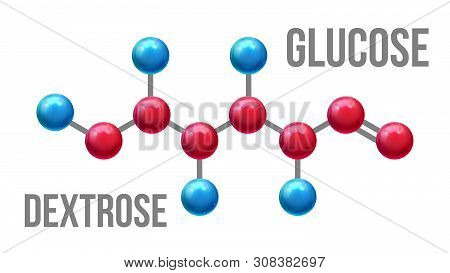 Glucose Dextrose Structure Molecular Model . Color Glossy Blue And Red Atom Spheres Compound Element