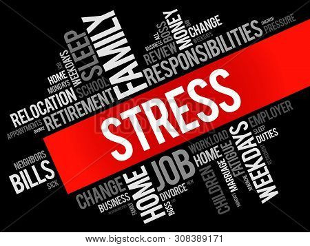 Stress Word Cloud Collage, Health Concept Background
