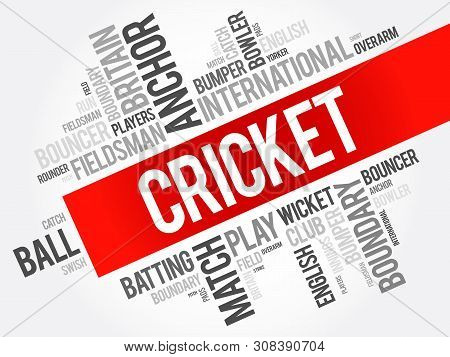 Cricket Word Cloud Collage, Sport Concept Background
