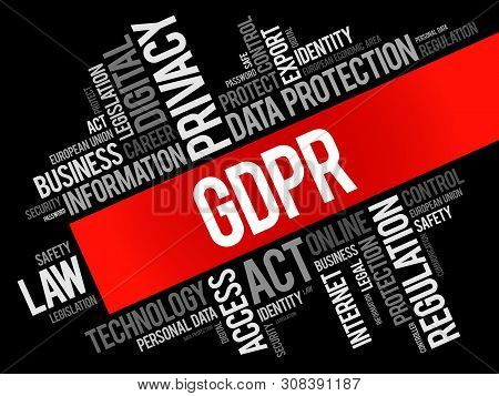 Gdpr - General Data Protection Regulation Word Cloud Collage, Technology Concept Background