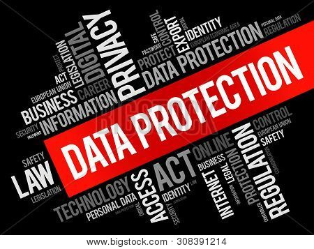 Data Protection Bill Word Cloud Collage, Technology Concept Background