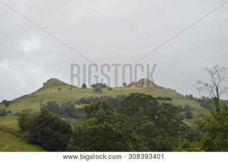 Privileged Views Of The Tits Of Lierganes Mountain In The Form Of Breasts A Natural Monument. August