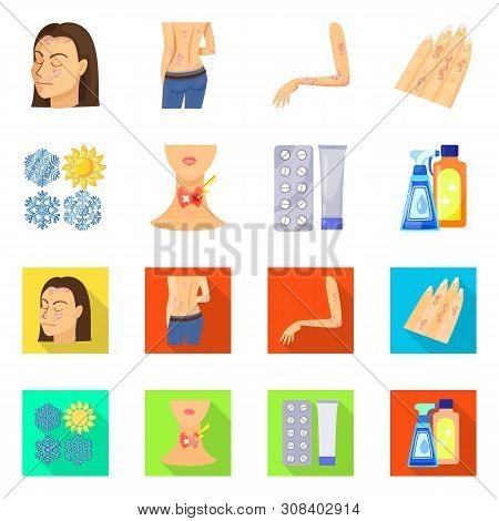 Vector Illustration Of Medical And Pain Icon. Set Of Medical And Disease Vector Icon For Stock.