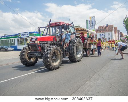 Kirchheimbolanden, Rheinland-pfalz, Germany-06 23 2019: Holiday Parade On Streets Of German Town Dur