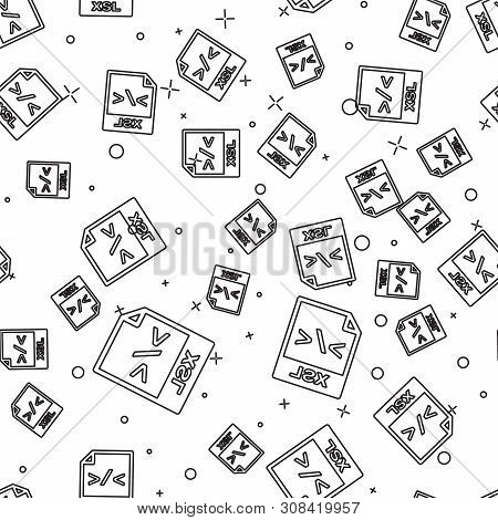 Black Xsl File Document Icon. Download Xsl Button Icon Isolated Seamless Pattern On White Background