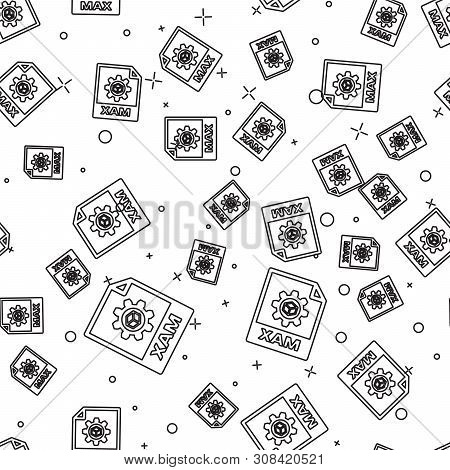 Black Max File Document Icon. Download Max Button Icon Isolated Seamless Pattern On White Background