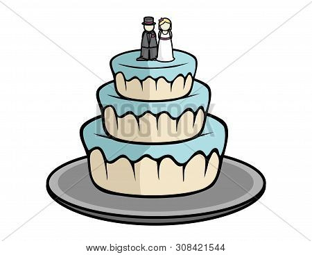 Cartoon Vector Illustration Of A Wedding Cake