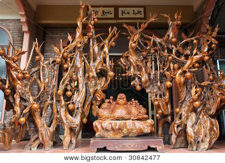 sculpture en bois du bien-être