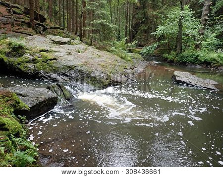Beautiful Valley Of Wild Doubrava River In Bohemian Highlands In Checz Republic