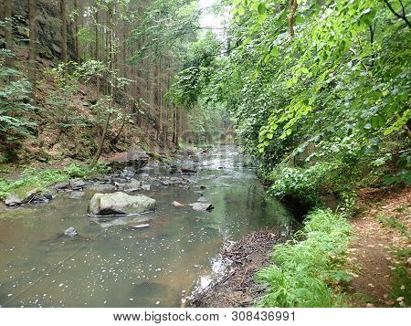 Beautiful Valley Of Wild Doubrava River In Bohemian Highlands In Checz Republic