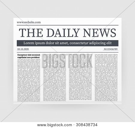 Vector Mock Up Of A Blank Daily Newspaper. Fully Editable Whole Newspaper In Clipping Mask. Vector S