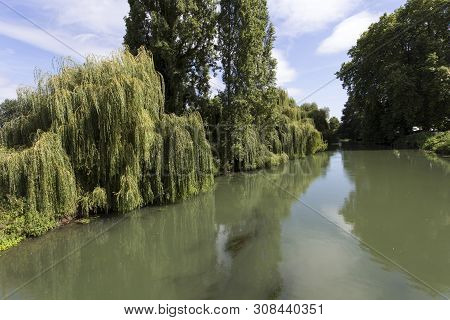 A Beautiful River Landscape In France, Europe