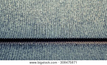 The Chinese Roof Tiles With Curve Design. The Clay Roof Of A Japanese Temple. Material Of Traditiona