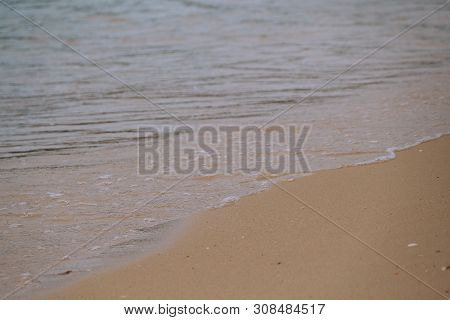 Beach Top View With Wave Foam. Stock Photo Image Of Blue Color Of Ocean Water, Sea Surface. Soft Blu