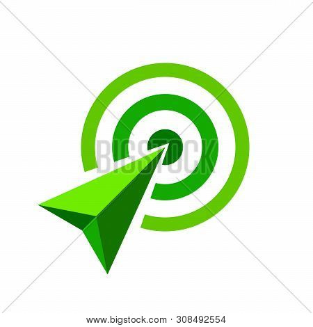Green Arrow Of Goal Symbol, The Arrow Green Concept Is Symbolizes Goal And Success, Green Arrow Logo
