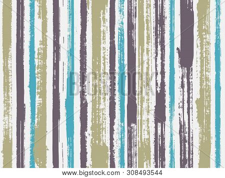 Watercolor Strips Seamless Vector Background. Sloopy Gouache Vertical Lines Vector Pattern. Torn Pap